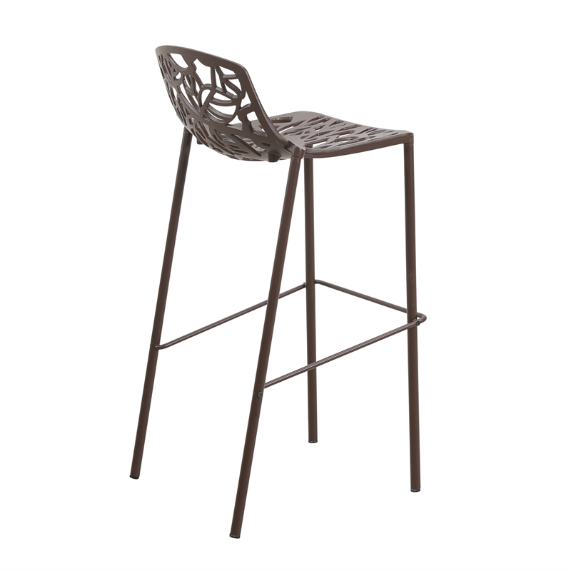 LeisureMod Devon Modern Bar Stool with Powder Coated Aluminum Frame Brown