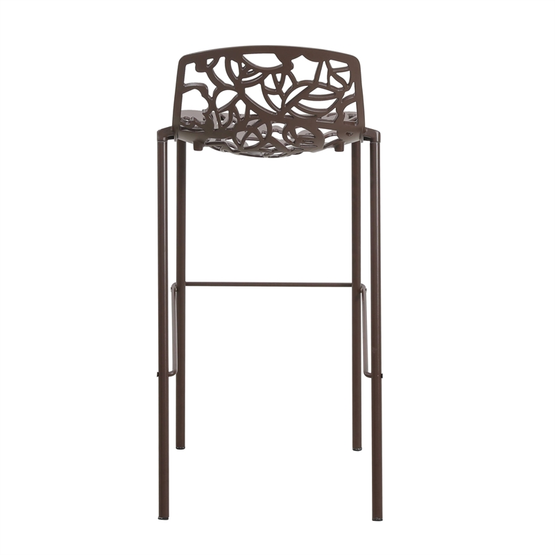 LeisureMod Devon Modern Bar Stool with Powder Coated Aluminum Frame Brown