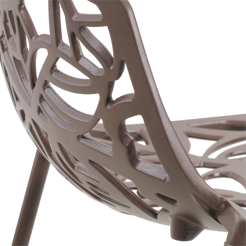 LeisureMod Devon Modern Bar Stool with Powder Coated Aluminum Frame Brown
