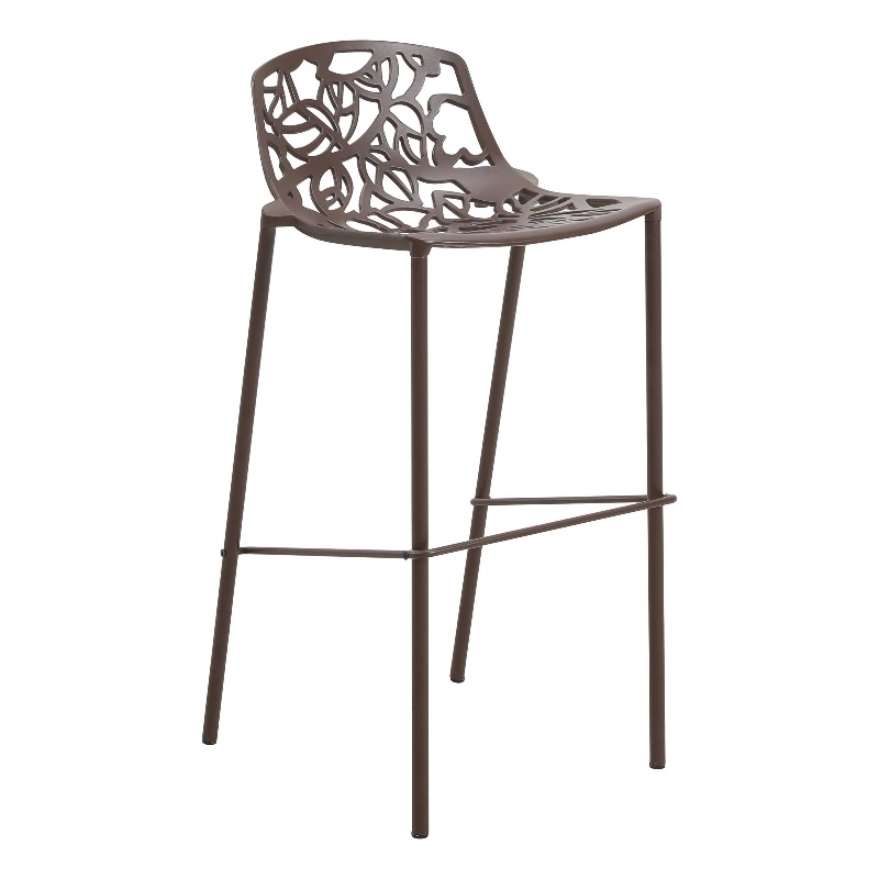 LeisureMod Devon Modern Bar Stool with Powder Coated Aluminum Frame Brown