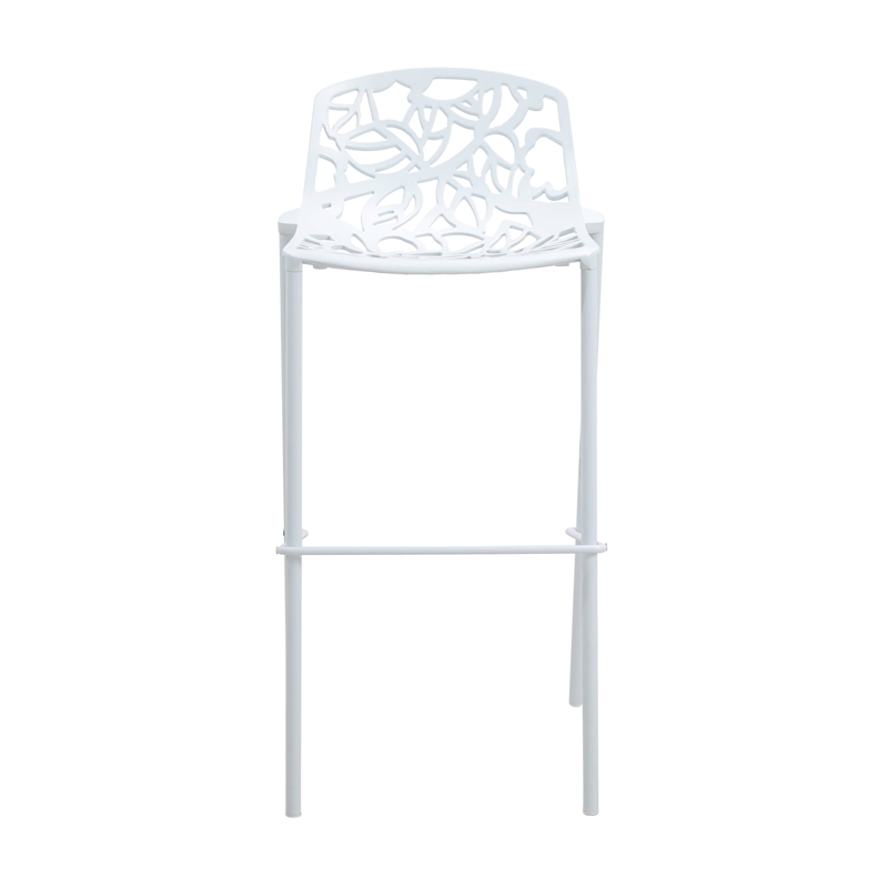 LeisureMod Devon Modern Bar Stool with Powder Coated Aluminum Frame White