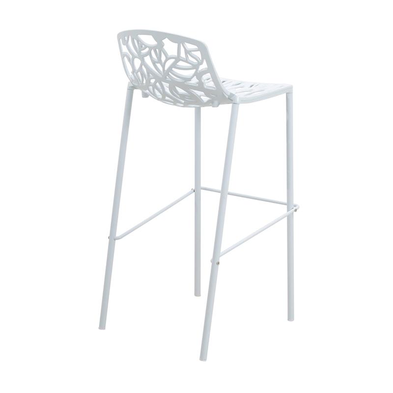 LeisureMod Devon Modern Bar Stool with Powder Coated Aluminum Frame White