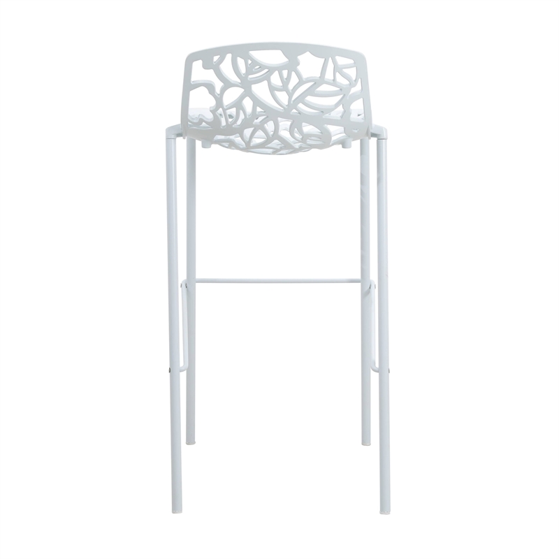 LeisureMod Devon Modern Bar Stool with Powder Coated Aluminum Frame White