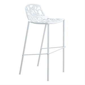 LeisureMod Devon Modern Bar Stool with Powder Coated Aluminum Frame White