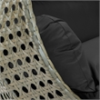 LeisureMod Outdoor Beige Wicker Hanging Double Egg Swing Chair in Black