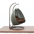 LeisureMod Outdoor Beige Wicker Hanging Double Egg Swing Chair in Brown