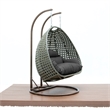 LeisureMod Outdoor Beige Wicker Hanging Double Egg Swing Chair in Dark Gray