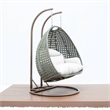 LeisureMod Outdoor Beige Wicker Hanging Double Egg Swing Chair in White
