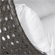 LeisureMod Outdoor Charcoal Wicker Hanging Double Egg Swing Chair in White