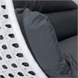 LeisureMod Outdoor White Wicker Hanging Double Egg Swing Chair in Dark Gray