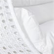 LeisureMod Outdoor White Wicker Hanging Double Egg Swing Chair in White
