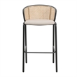 LeisureMod Ervilla Bar Stool with Black Powder Coated Metal Frame Beige