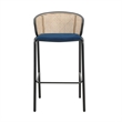 LeisureMod Ervilla Bar Stool with Black Powder Coated Metal Frame Navy Blue