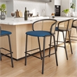 LeisureMod Ervilla Bar Stool with Black Powder Coated Metal Frame Navy Blue
