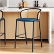 LeisureMod Ervilla Bar Stool with Black Powder Coated Metal Frame Navy Blue