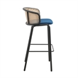 LeisureMod Ervilla Bar Stool with Black Powder Coated Metal Frame Navy Blue