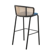 LeisureMod Ervilla Bar Stool with Black Powder Coated Metal Frame Navy Blue