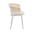 LeisureMod Ervilla Dining Armchair with White Steel Base and Velvet Seat Beige