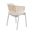 LeisureMod Ervilla Dining Armchair with White Steel Base and Velvet Seat Beige