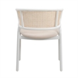 LeisureMod Ervilla Dining Armchair with White Steel Base and Velvet Seat Beige
