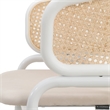 LeisureMod Ervilla Dining Armchair with White Steel Base and Velvet Seat Beige