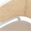 LeisureMod Ervilla Dining Armchair with White Steel Base and Velvet Seat Beige