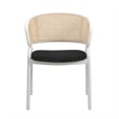 LeisureMod Ervilla Dining Armchair with White Steel Base and Velvet Seat Black