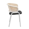 LeisureMod Ervilla Dining Armchair with White Steel Base and Velvet Seat Black