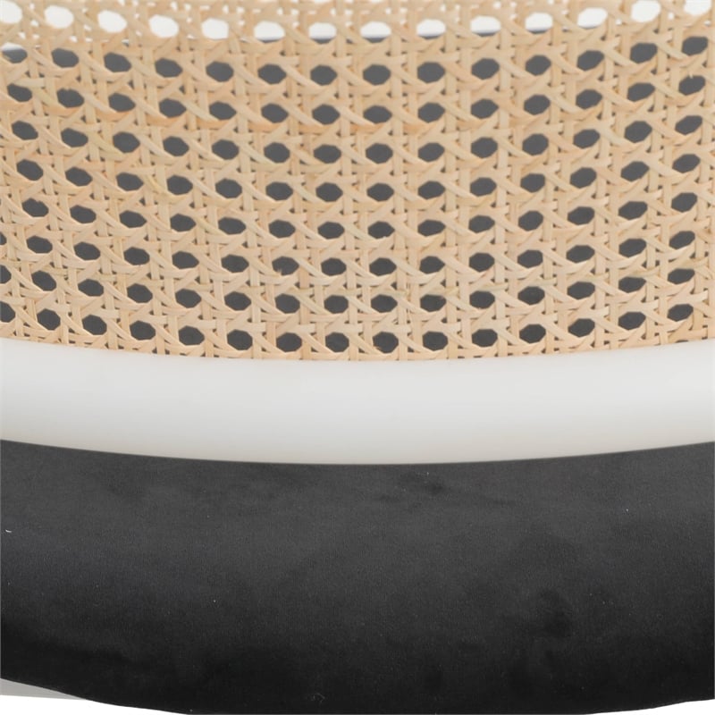 LeisureMod Ervilla Dining Armchair with White Steel Base and Velvet Seat Black