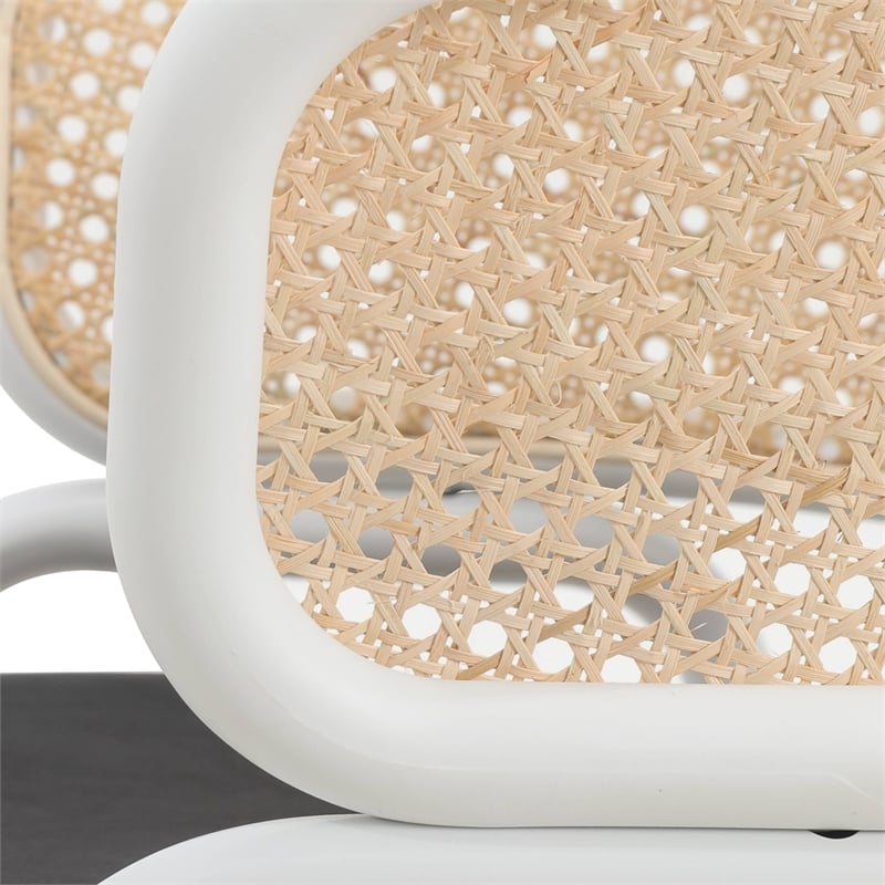 LeisureMod Ervilla Dining Armchair with White Steel Base and Velvet Seat Black