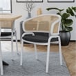 LeisureMod Ervilla Dining Armchair with White Steel Base and Velvet Seat Black