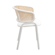 LeisureMod Ervilla Dining Armchair with White Steel Base and Velvet Seat White