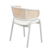 LeisureMod Ervilla Dining Armchair with White Steel Base and Velvet Seat White
