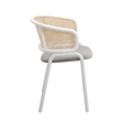 LeisureMod Ervilla Dining Armchair with White Steel Base and Velvet Seat Gray