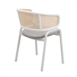 LeisureMod Ervilla Dining Armchair with White Steel Base and Velvet Seat Gray