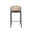 LeisureMod Ervilla Bar Stool with Black Powder Coated Metal Frame Set of 2 Black