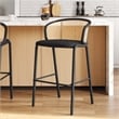 LeisureMod Ervilla Bar Stool with Black Powder Coated Metal Frame Set of 2 Black