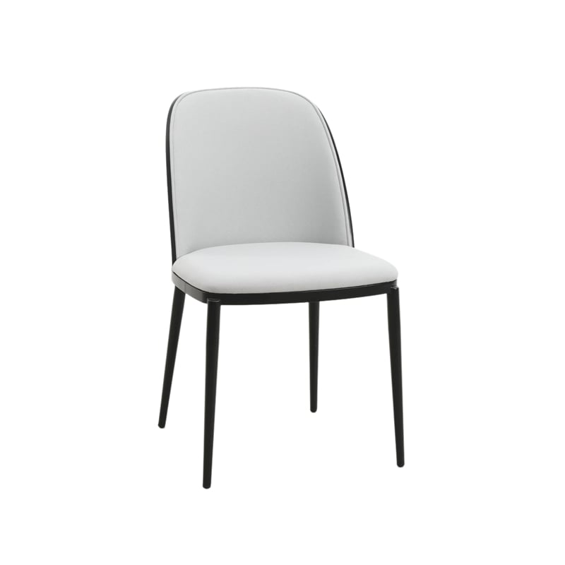 LeisureMod Tule 7-Piece Dining Set in Steel with 6 Chairs Black/Platinum Blue