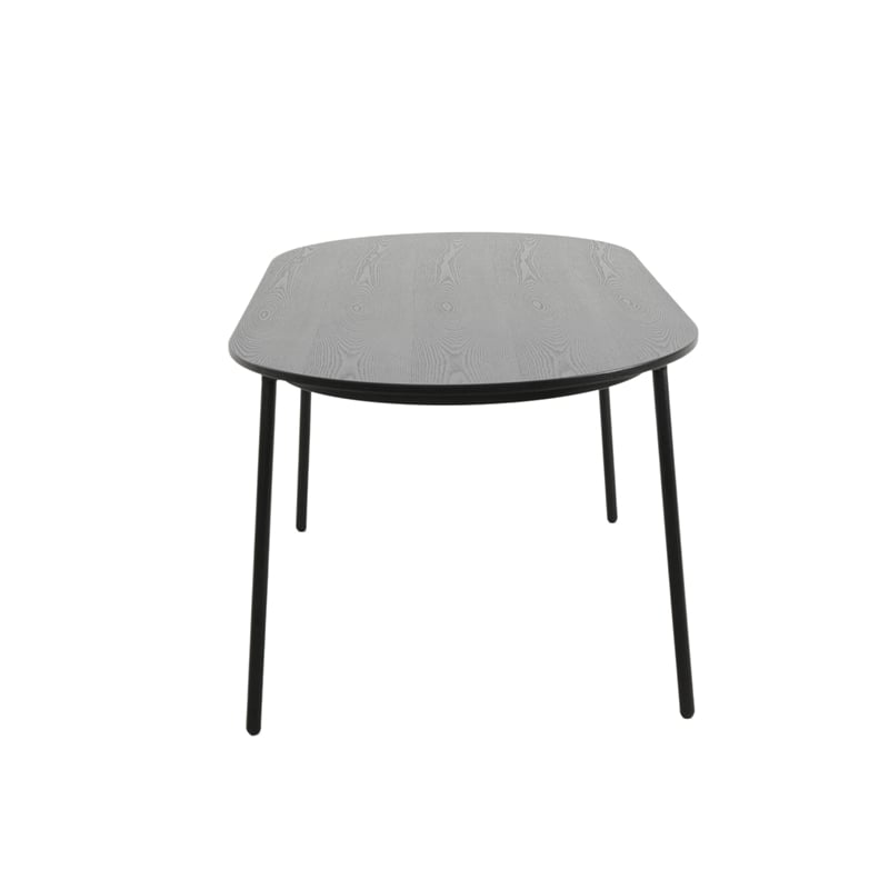 LeisureMod Tule 7-Piece Dining Set in Steel with 6 Chairs Black/Platinum Blue