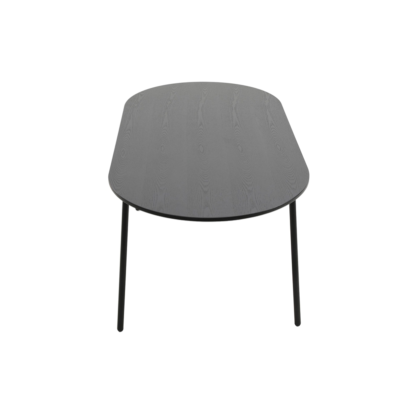 LeisureMod Tule 7-Piece Dining Set in Steel with 6 Chairs Black/White