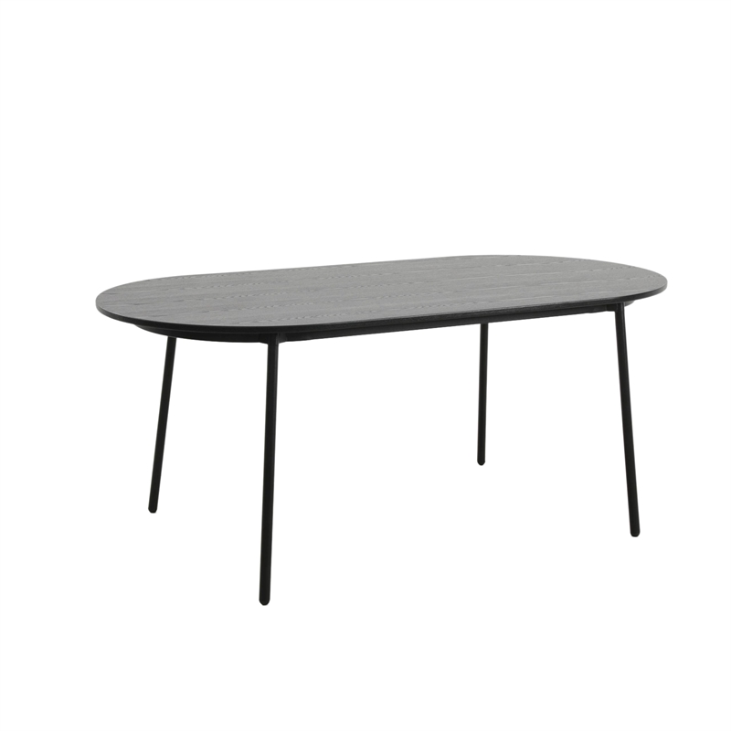 LeisureMod Tule 7-Piece Dining Set in Steel with 6 Chairs Black/White