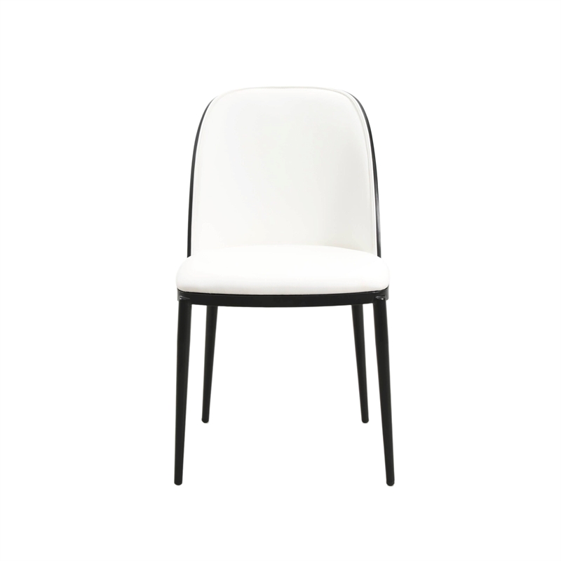 LeisureMod Tule 7-Piece Dining Set in Steel with 6 Chairs Black/White