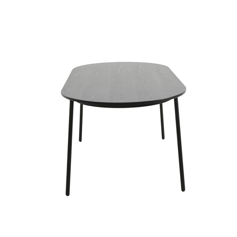 LeisureMod Tule 7-Piece Dining Set in Steel with 6 Chairs Black/White