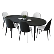 LeisureMod Tule 7-Piece Dining Set in Steel with 6 Chairs Black/White