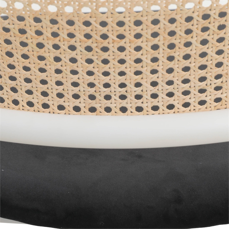 LeisureMod Ervilla Dining Chair in White Steel with Velvet Seat Set of 2 Black