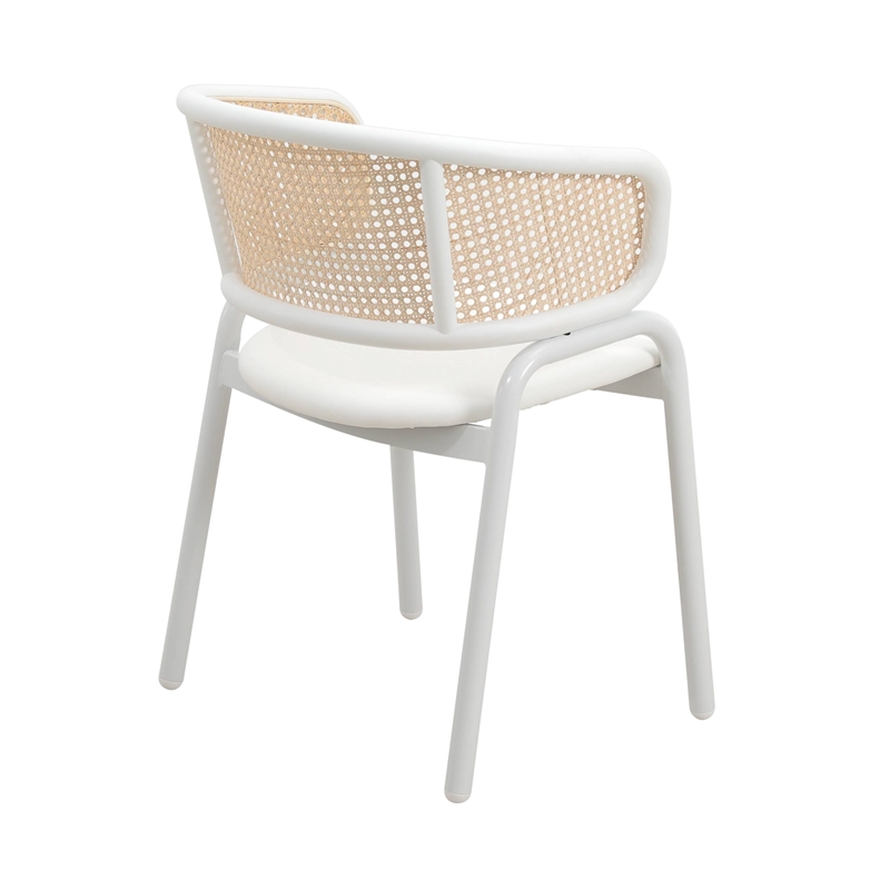 LeisureMod Ervilla Dining Chair in White Steel with Velvet Seat Set of 4 White