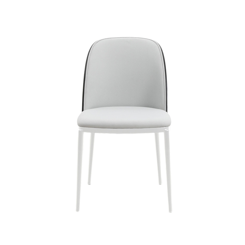 LeisureMod Tule Modern Dining Chair with Velvet Seat Black/Platinum Blue
