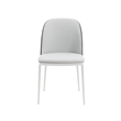 LeisureMod Tule Modern Dining Chair with Velvet Seat Black/Platinum Blue