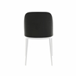 LeisureMod Tule Modern Dining Chair with Velvet Seat Black/Platinum Blue