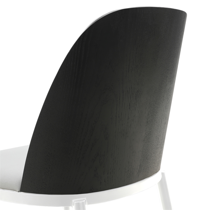 LeisureMod Tule Modern Dining Chair with Velvet Seat Black/Platinum Blue
